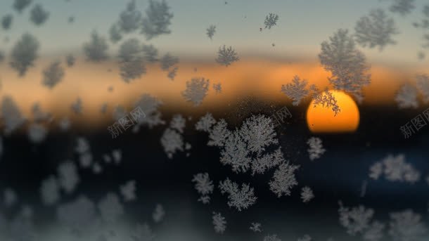 日落玻璃上的冰花海报背景背景