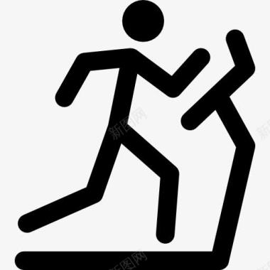 运动健身坚持的人在跑步机上跑步图标图标