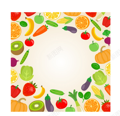 彩色果蔬健康饮食背景矢量背景