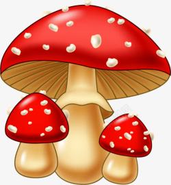 卡通红色圆形蘑菇素材
