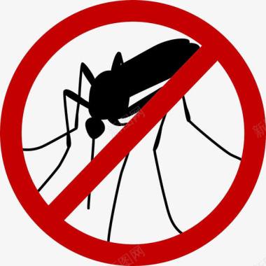 简约红色禁止蚊子传染疾病图标免图标