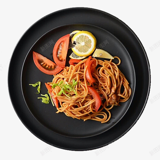 黑色美味食物简约家用陶瓷盘子png免抠素材_88icon https://88icon.com 简约 美味 食物 黑盘子 黑色