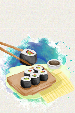 厨师长推荐菜单日式寿司料理手绘美食海报菜单矢量背景高清图片