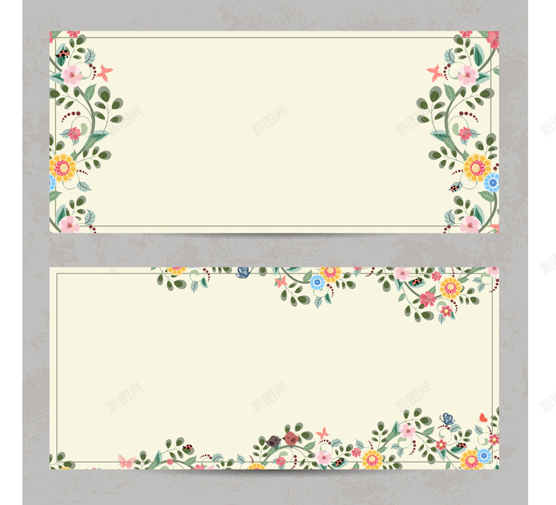 花朵边框邀请卡背景矢量图ai设计背景_88icon https://88icon.com 小清新 文艺 矢量 简约 花朵 邀请卡 矢量图