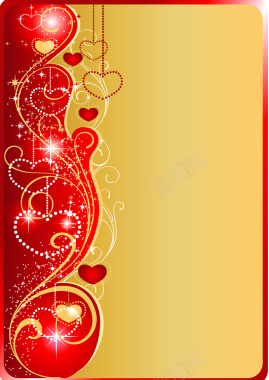 金色花纹质感吊链红色背景矢量图背景