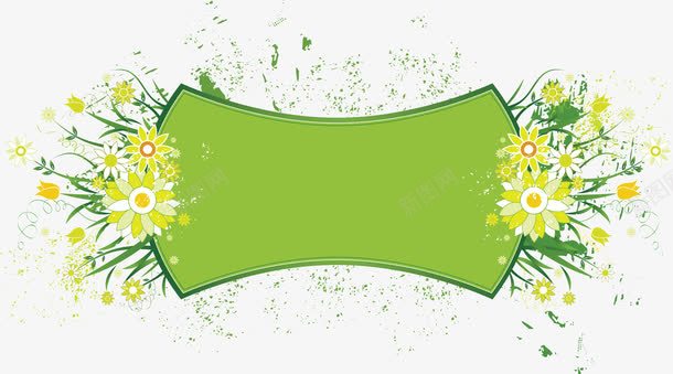 手绘绿色花朵边框艺术png免抠素材_88icon https://88icon.com 绿色 艺术 花朵 边框