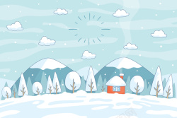 雪村庄背景免扣被雪覆盖的小村庄海报矢量图高清图片