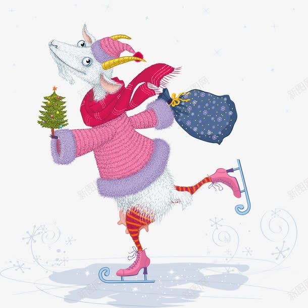 滑雪的山羊png免抠素材_88icon https://88icon.com 卡通 圣诞树 溜冰鞋 滑冰