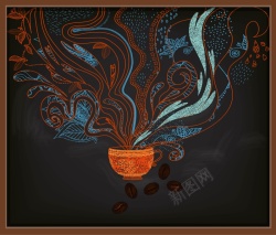 咖啡花纹菜单海报背景模板矢量图海报
