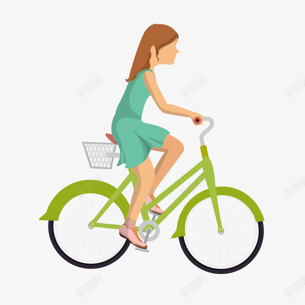 女孩骑自行车矢量图eps免抠素材_88icon https://88icon.com 女孩 小清新 扁平化 自行车 矢量图