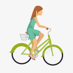 女孩骑自行车矢量图素材