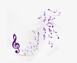 紫色五线谱手绘音乐符号高清图片