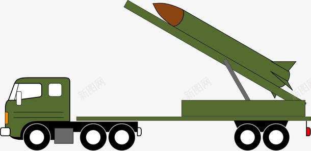导弹车png免抠素材_88icon https://88icon.com 免费矢量下载 导弹车 插画 武器 绿色 车辆