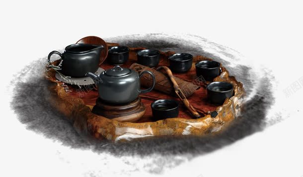 水墨中国风茶盘茶具茶壶png免抠素材_88icon https://88icon.com 中国风 水墨 茶具 茶壶 茶盘