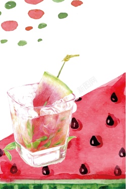 鲜榨果汁吊旗矢量插画夏季西瓜果汁饮品海报背景高清图片