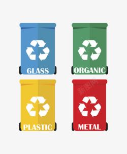 红绿蓝黄简约保护环境可回收标志素材