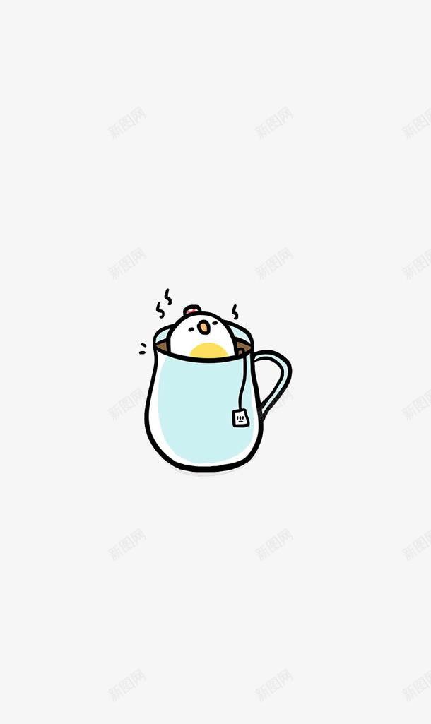 可爱茶包png免抠素材_88icon https://88icon.com 卡通 可爱 手绘 白色 简图 茶包 茶杯 蓝色 黄色