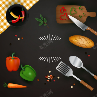 厨房蔬菜海报背景图矢量图背景
