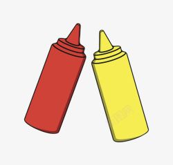 红黄色塑料瓶子番茄酱包装卡通素材
