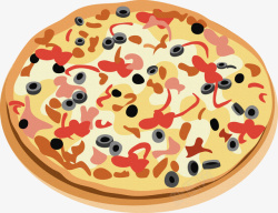 意大利披萨手绘披萨高清图片