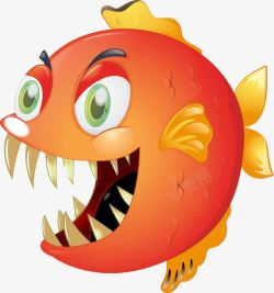 矢量食人鱼卡通红色食人鲳高清图片