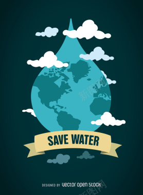 世界水日海报主题背景矢量图背景