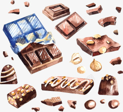 果仁巧克力手绘水彩果仁巧克力矢量图高清图片