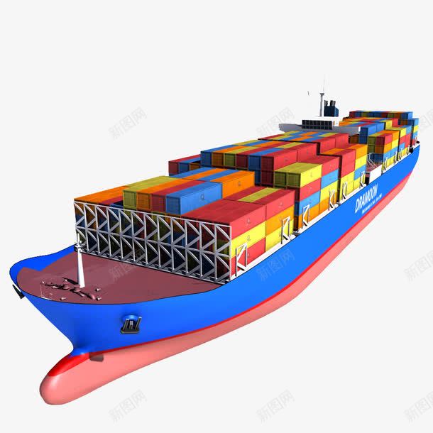 大型蓝红色海运船png免抠素材_88icon https://88icon.com 大型蓝红色海运船 海上运送 海运船 红船 蓝红色海运船 货物 运送货物