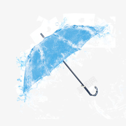 卡通手绘蓝色的伞素材