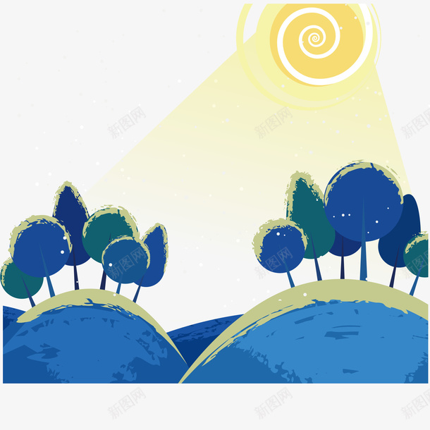 插画夜空中的小树林矢量图ai免抠素材_88icon https://88icon.com 小树林 插画 月光 矢量图