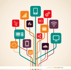 科技感的树科技树社交应用网络背景矢量图高清图片