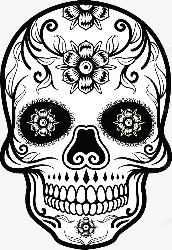 手绘骷髅矢量图ai免抠素材_88icon https://88icon.com 手绘 花纹 骷髅 矢量图