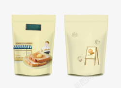 米色便携的面包包装素材