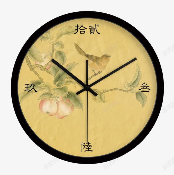 水墨画丽声超静音挂钟png免抠素材_88icon https://88icon.com 产品实物 挂钟 水墨画图案 汉字设计 超静音挂钟