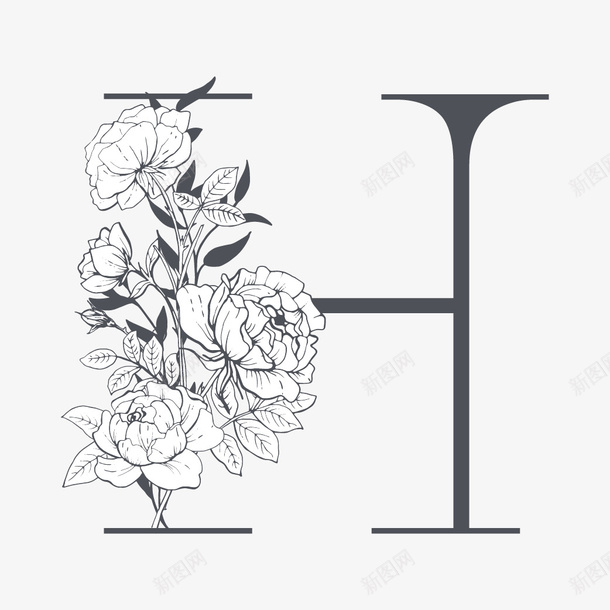 素雅花枝字母H矢量图ai免抠素材_88icon https://88icon.com H 字母 字母H 素雅字母 艺术字 艺术字母 花朵 设计字体 设计字母 矢量图