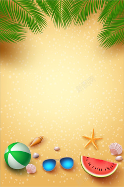 气排球矢量夏季海边清爽背景高清图片