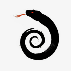 蛇年插画黑色吐信子的水墨蛇图标高清图片