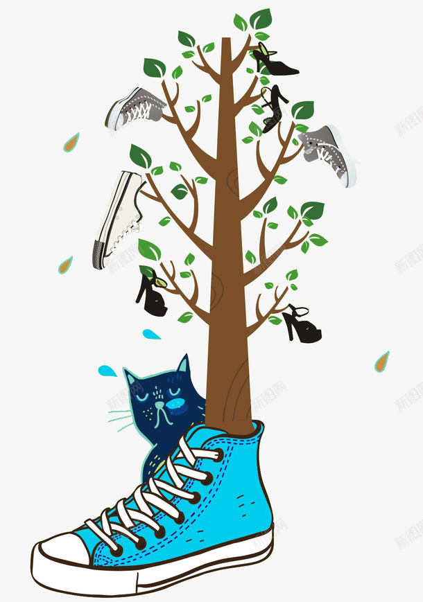 创意鞋子树png免抠素材_88icon https://88icon.com 个性 创意美图 猫 鞋子 鞋子树
