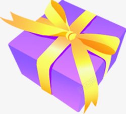 紫色的礼物盒及黄色蝴蝶结素材