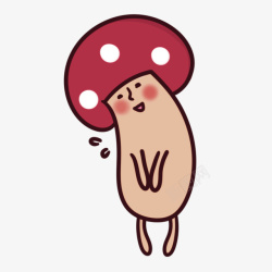 红色卡通蘑菇头装饰图案素材