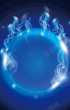 蓝色圆盘上的火焰背景矢量图背景