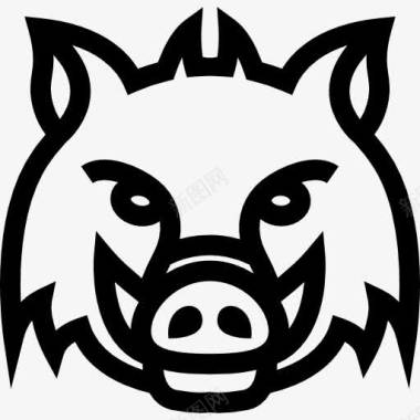 麻辣猪脸野猪头正面的轮廓图标图标