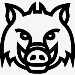 猪脸野猪头正面的轮廓图标高清图片