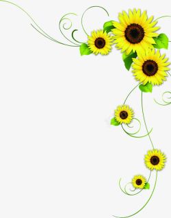 手绘黄色向日葵花朵边框装饰素材