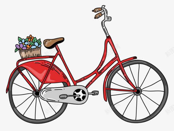 红色卡通自行车png免抠素材_88icon https://88icon.com 单车 卡通单车 双轮车 自行车