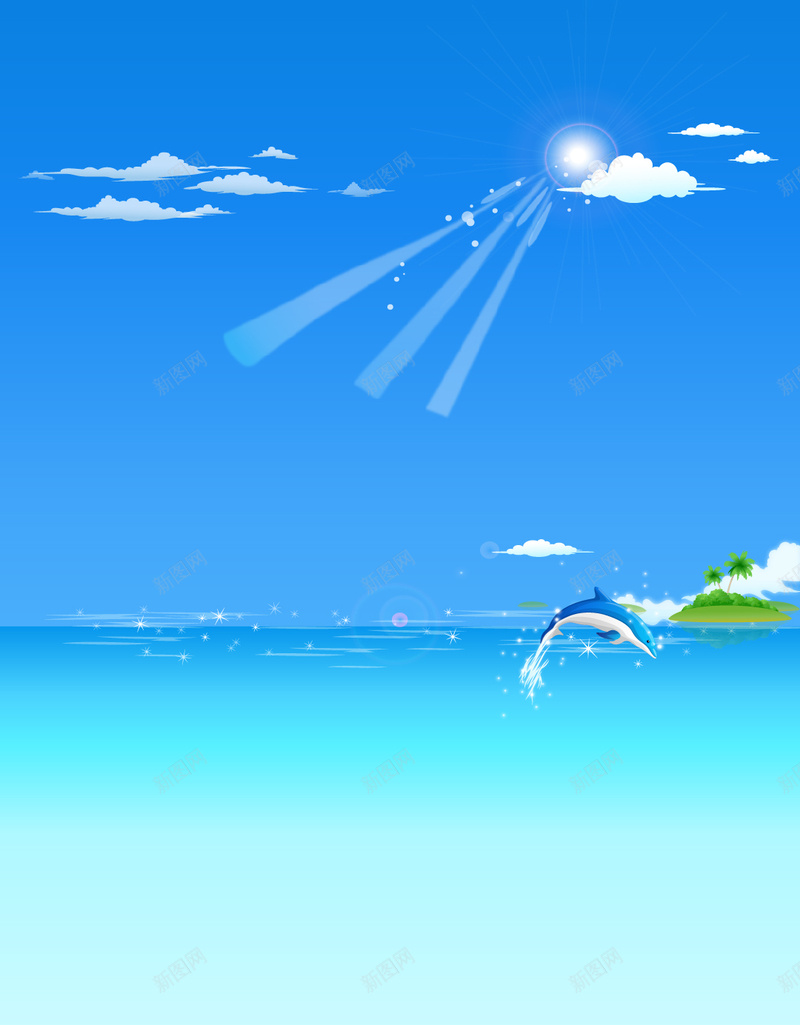 光线下飞跃的海豚H5背景矢量图ai设计背景_88icon https://88icon.com H5素材 光线 太阳伞 旅游 沙滩 海洋 海豚 清新 白云 简约 蓝天 蓝色 矢量图