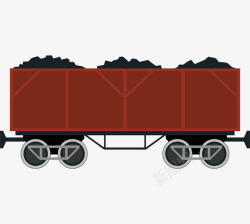 运输煤炭手绘卡通拉煤火车箱高清图片