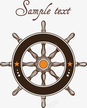 浅色木纹船舵复古欧式图标图标