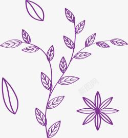 紫色线条树叶花纹素材