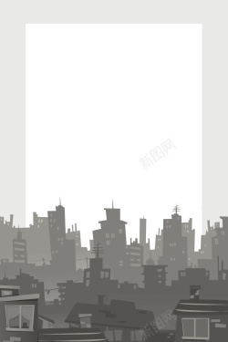 工业风格手绘线描剪影城市建筑背景矢量图高清图片
